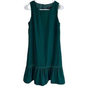 NWT J. Crew Velvet Ruffle Hem Sleeve Less Shift Dress